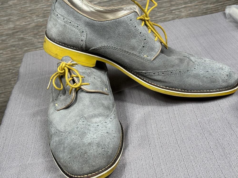 Kenneth Cole New York Shoes Mens Size 13 Gray Suede Wingtip Brogue Social Ladder